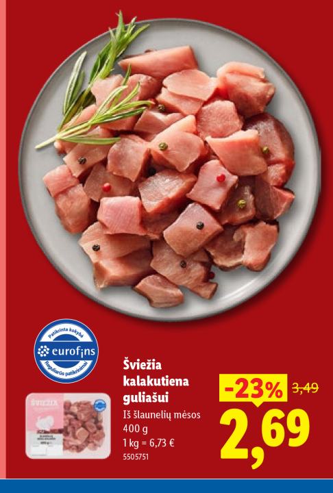 Šviežia kalakutiena guliašui, 400 g