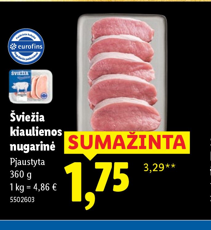 Šviežia kiaulienos nugarinė, 360 g