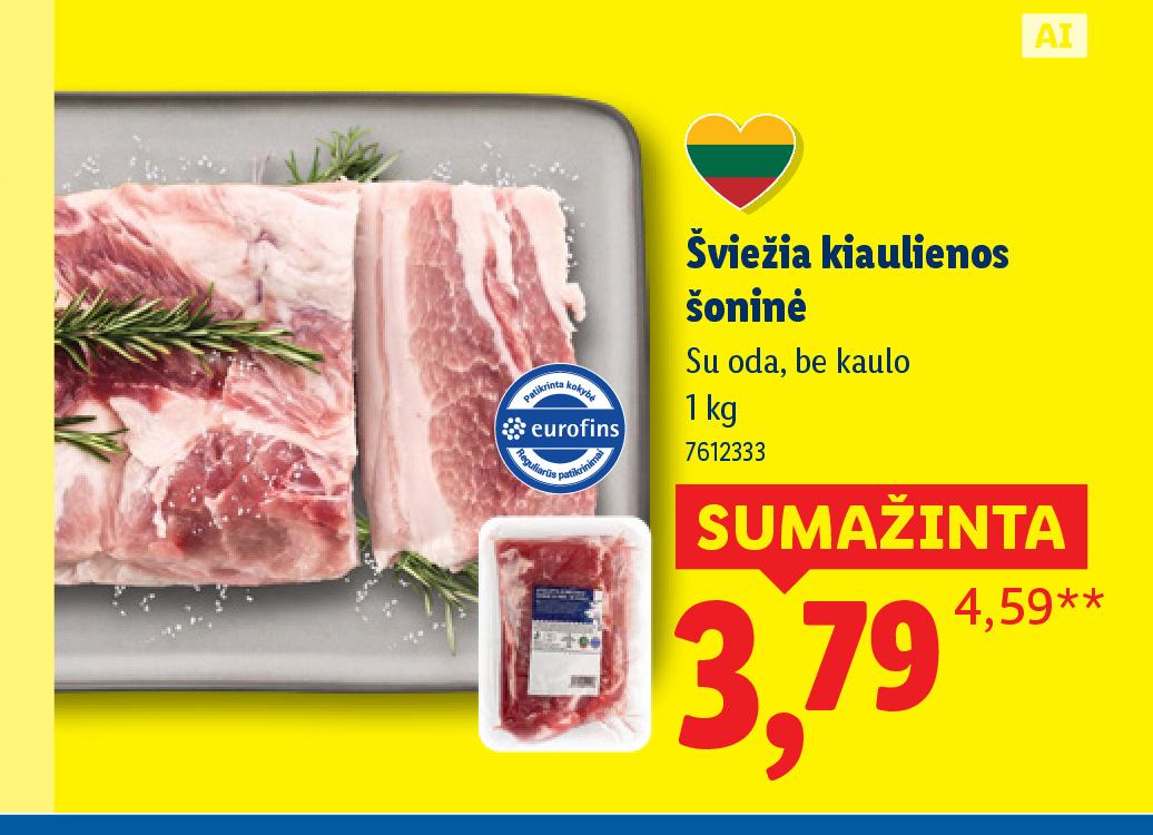 Šviežia kiaulienos šoninė, 1 kg