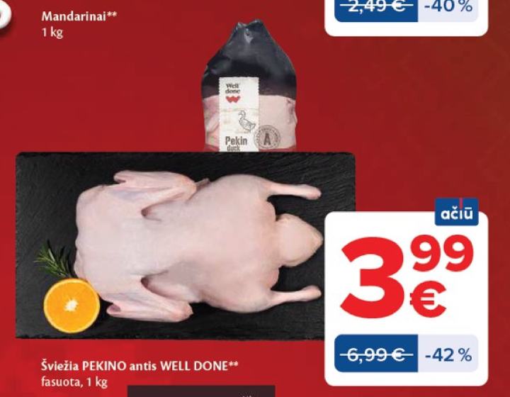 Šviežia PEKINO antis WELL DONE, 1 kg