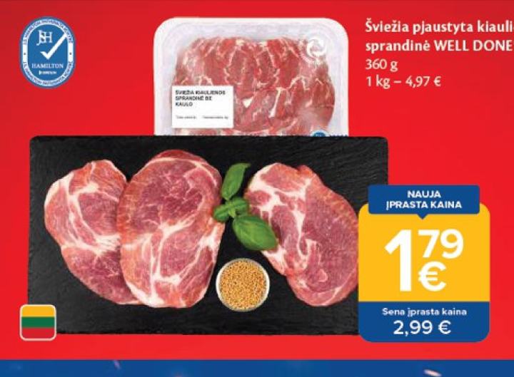 Šviežia pjaustyta kiaulienos sprandinė WELL DONE, 360 g