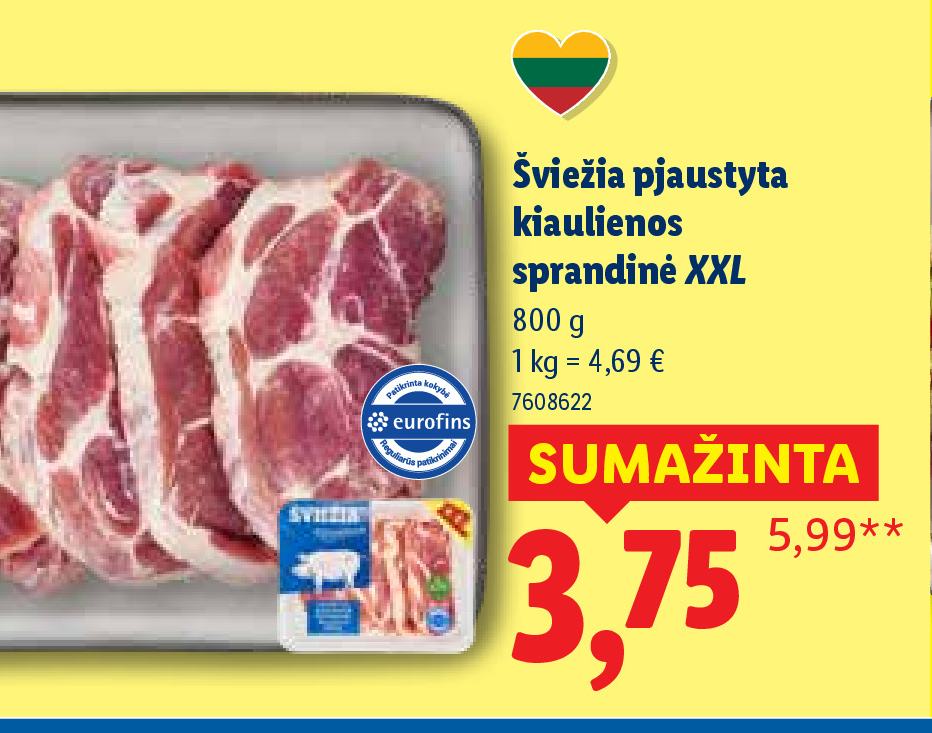 Šviežia pjaustyta kiaulienos sprandinė XXL, 800 g