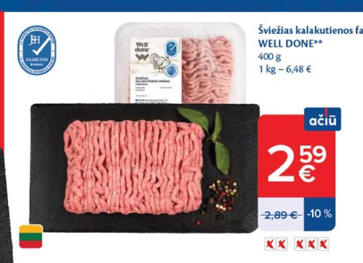 Šviežias kalakutienos faršas WELL DONE, 400 g