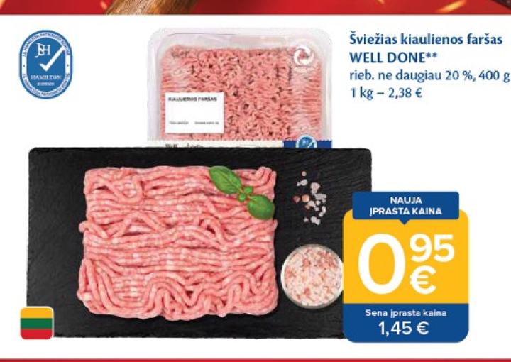 Šviežias kiaulienos faršas WELL DONE, 400 g