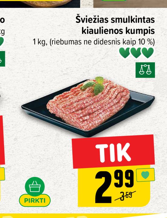 Šviežias smulkintas kiaulienos kumpis, 1 kg