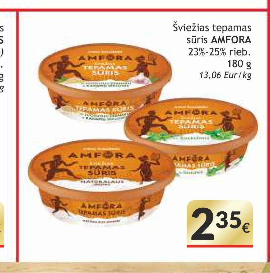 Šviežias tepamas sūris AMFORA, 180 g