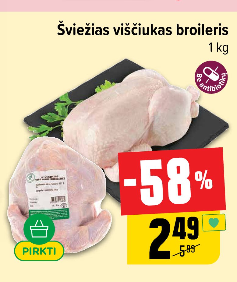 Šviežias viščiukas broileris, 1 kg