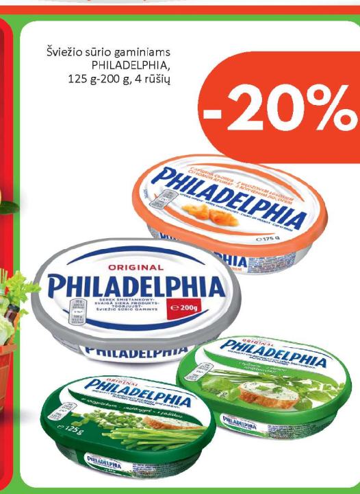 Šviežio sūrio gaminiams PHILADELPHIA, 125 g-200 g