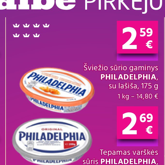 Šviežio sūrio gaminys PHILADELPHIA, su lašiša, 175 g