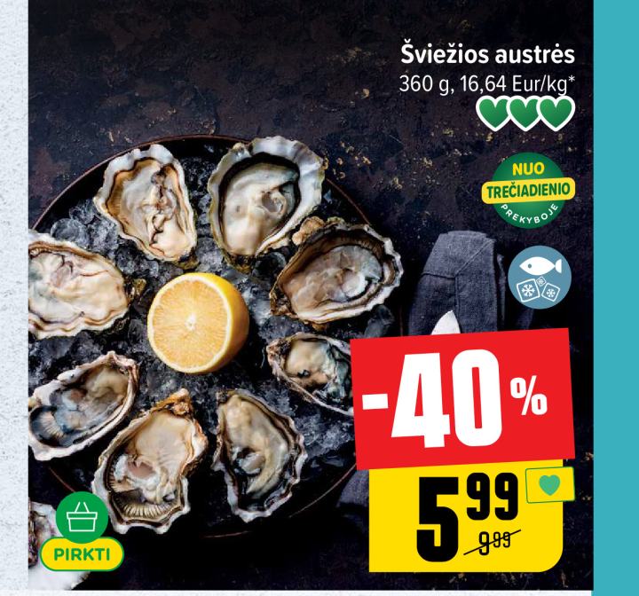 Šviežios austrės, 360 g