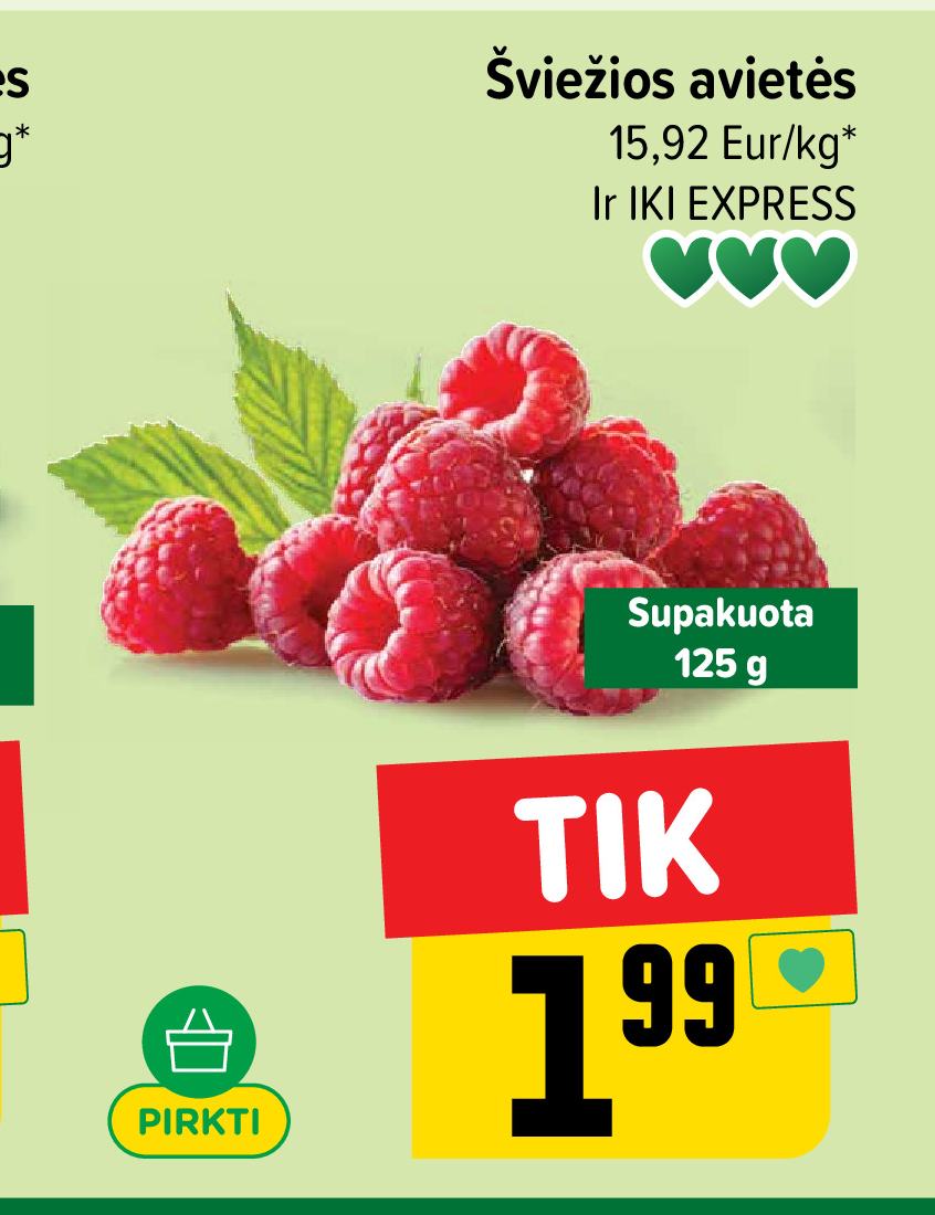 Šviežios avietės, 125 g