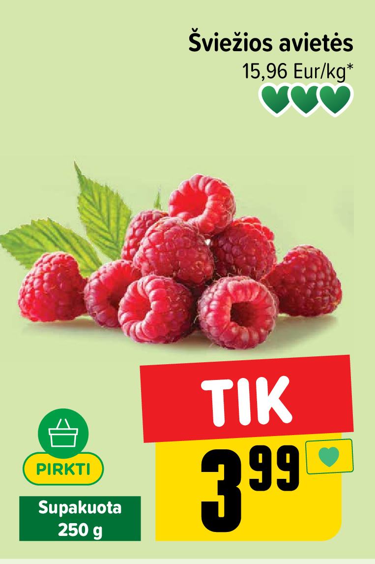 Šviežios avietės, 250 g