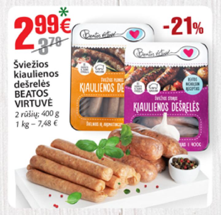 Šviežios kiaulienos dešrelės BEATOS VIRTUVĖ, 400 g