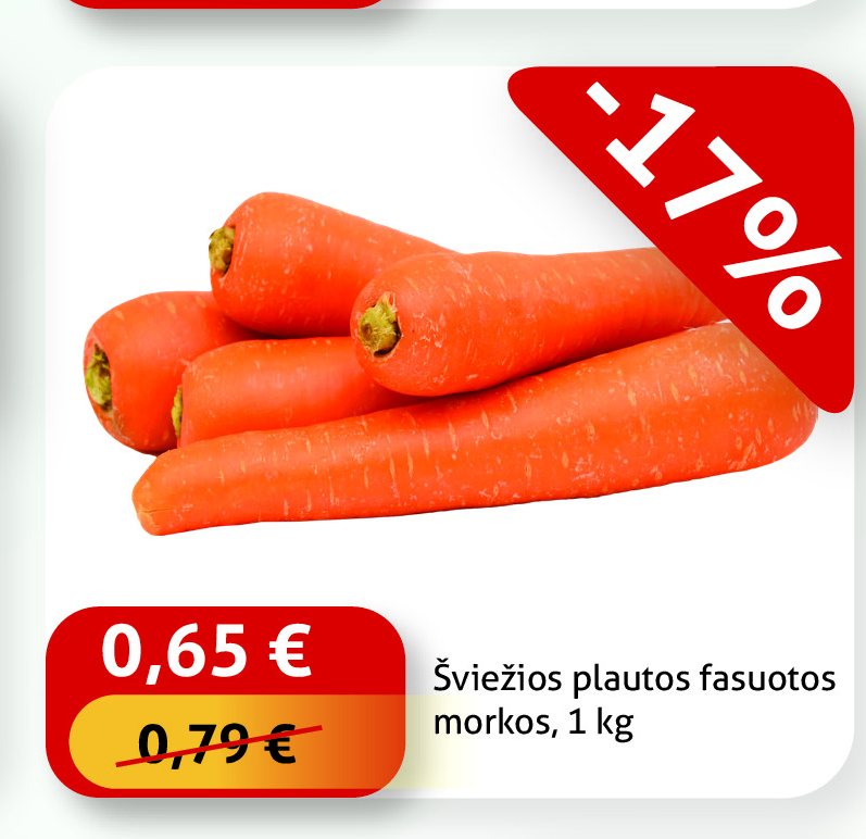 Šviežios plautos fasuotos morkos, 1 kg