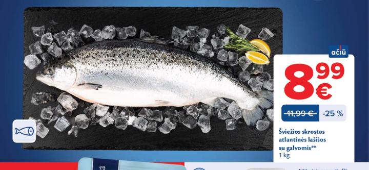 Šviežios skrostos atlantinės lašišos su galvomis, 1 kg