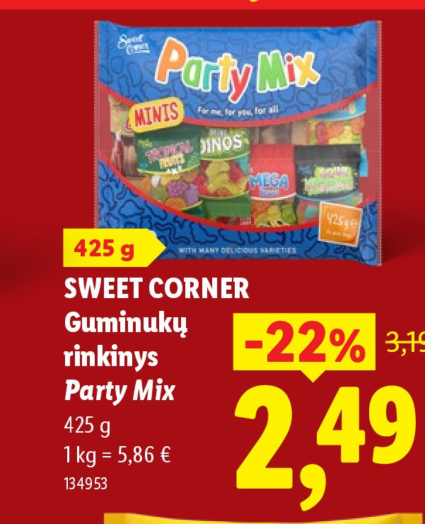 SWEET CORNER Guminukų rinkinys Party Mix, 425 g