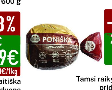 Tamsi raikyta duona be pridėtinių mielių PONIŠKA, 600 g