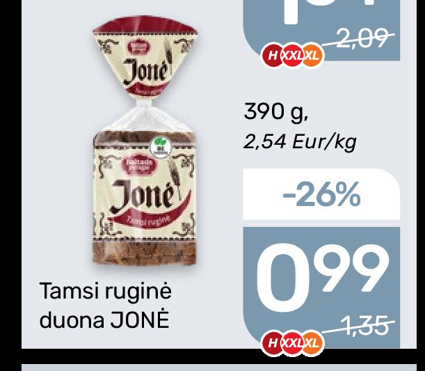 Tamsi ruginė duona JONĖ, 390 g