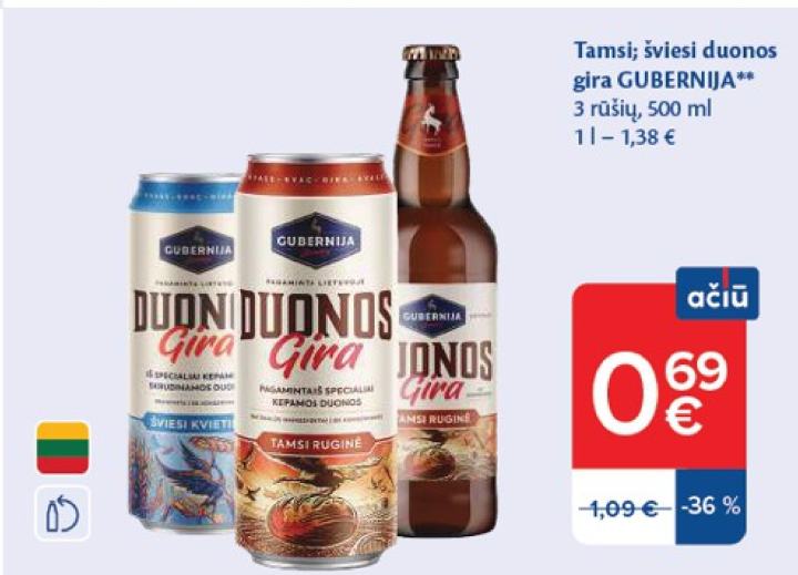 Tamsi; šviesi duonos gira GUBERNIJA, 500 ml