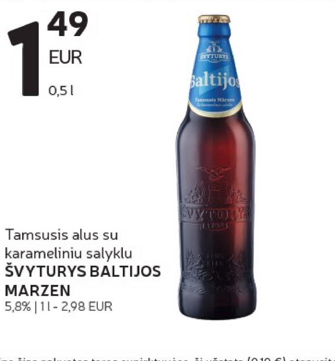 Tamsusis alus su karameliniu salyklu ŠVYTURYS BALTIJOS MARZEN, 0.5 l