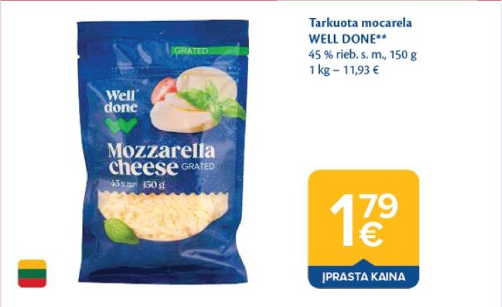 Tarkuota mocarela WELL DONE, 150 g