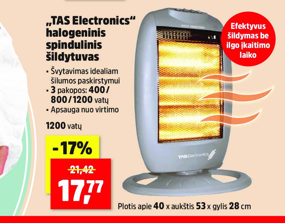 „TAS Electronics“ halogeninis spindulinis šildytuvas