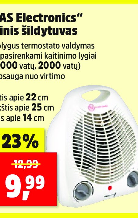 „TAS Electronics“ orinis šildytuvas, 22 cm