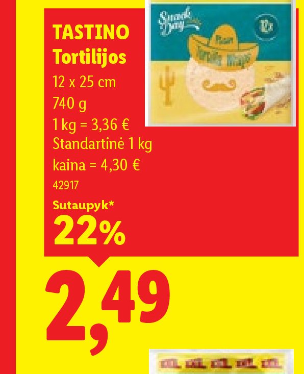 TASTINO Tortilijos, 12 x 25 cm