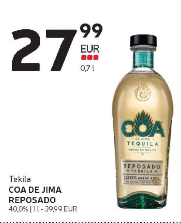 Tekila COA DE JIMA REPOSADO, 0.7 l