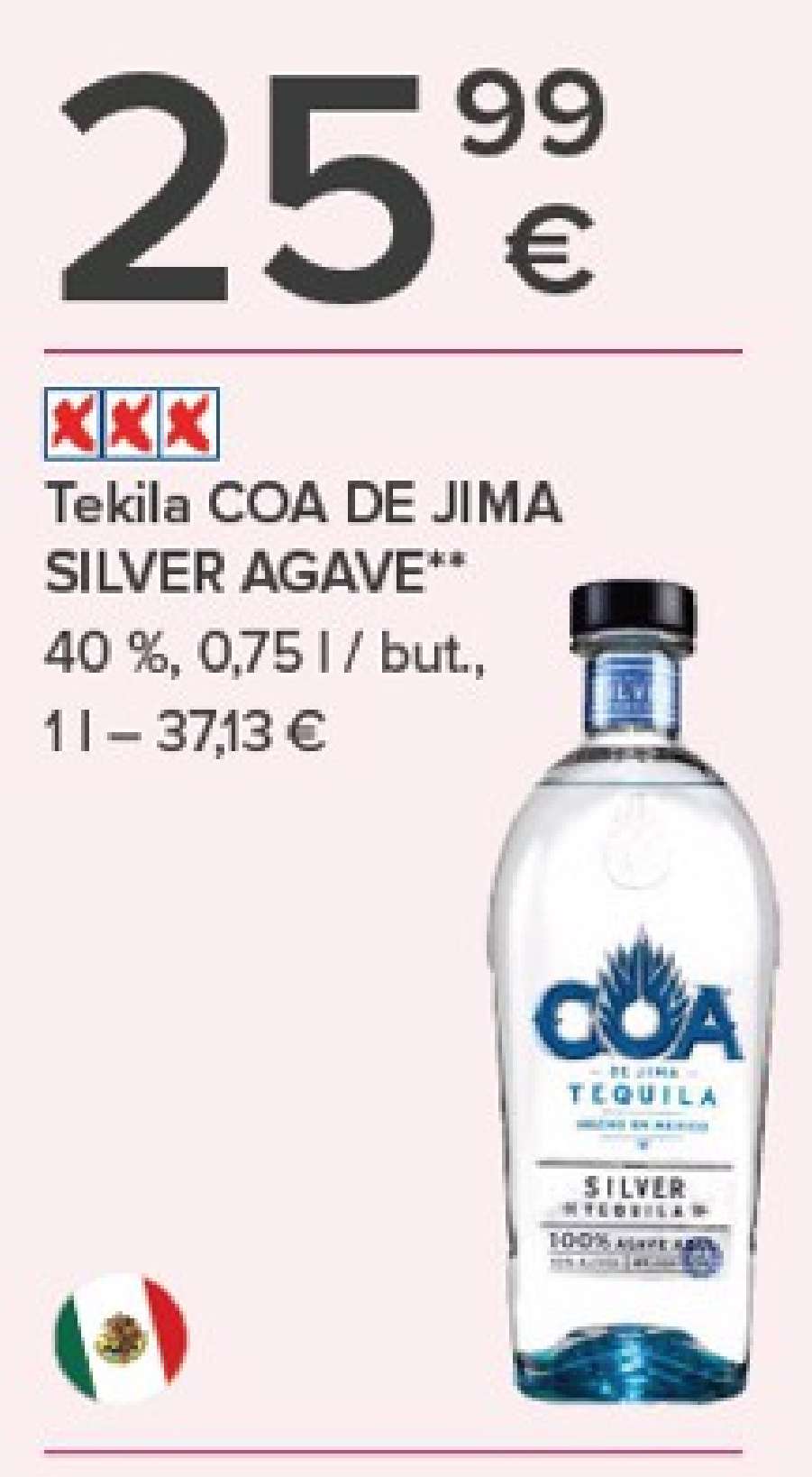 Tekila COA DE JIMA SILVER AGAVE, 0.75 l