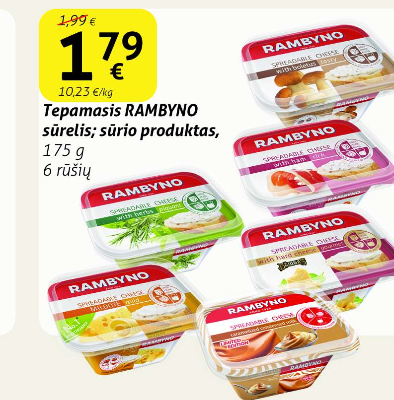 Tepamas RAMBYNO sūrelis; sūrio produktas, 175 g