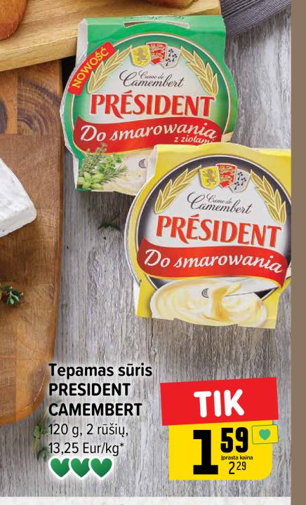 Tepamas sūris PRESIDENT CAMEMBERT, 120 g