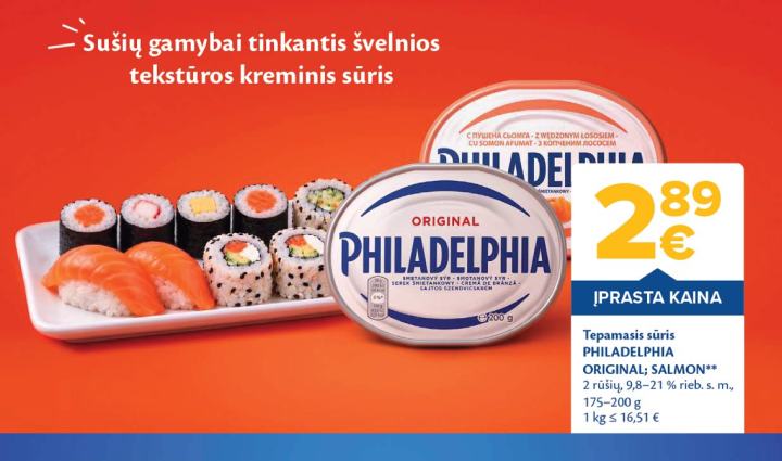 Tepamasis sūris PHILADELPHIA ORIGINAL; SALMON, 200 g