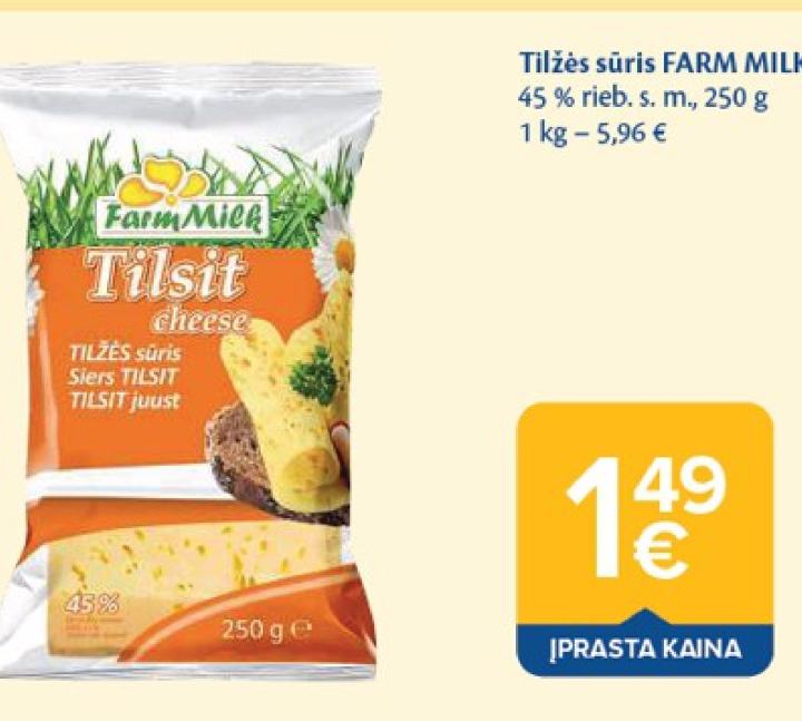 Tilžės sūris FARM MILK, 250 g