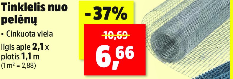 Tinklelis nuo pelėnų, 1.1 m