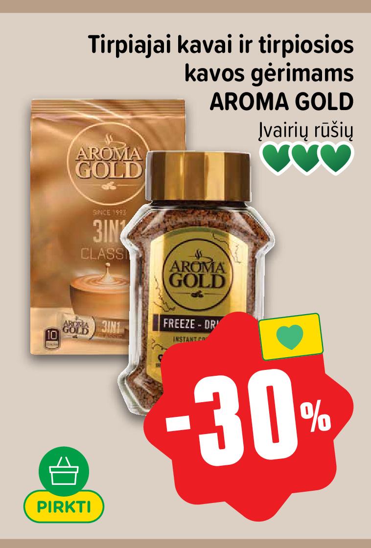 Tirpajai kavai ir tirpiosios kavos gėrimams AROMA GOLD