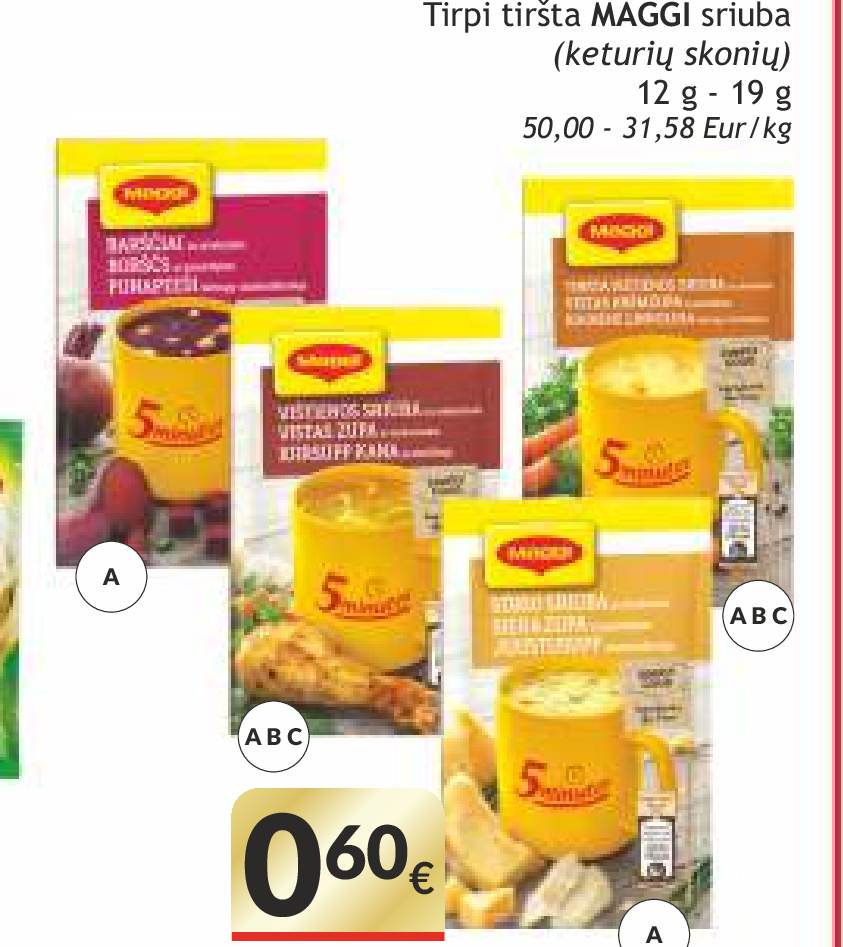 Tirpi tiršta MAGGI sriuba, 12 g - 19 g