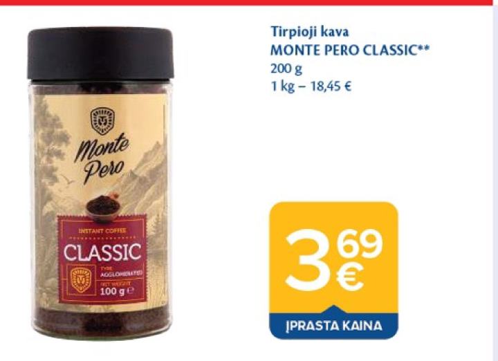 Tirpioji kava MONTE PERO CLASSIC, 200 g