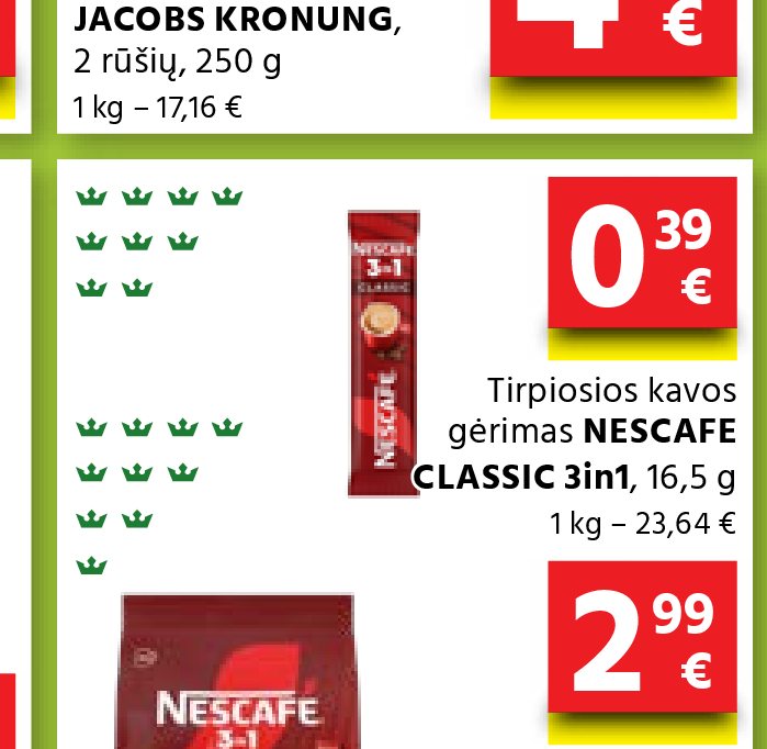 Tirpiosios kavos gėrimas NESCAFE CLASSIC 3in1, 16.5 g