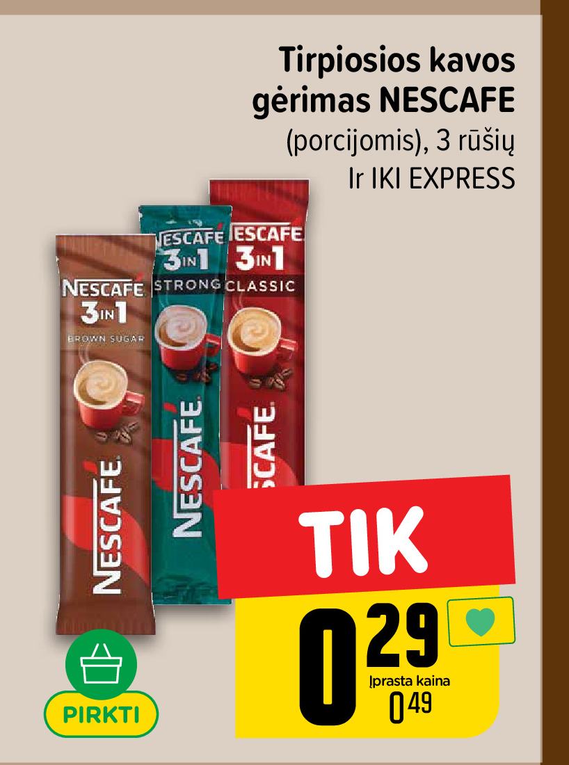 Tirpiosios kavos gėrimas NESCAFE (porcijomis)