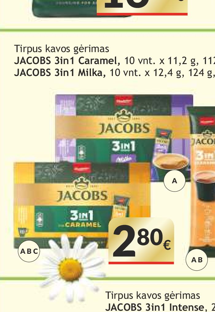 Tirpus kavos gėrimas JACOBS 3in1 Caramel, 10 vnt