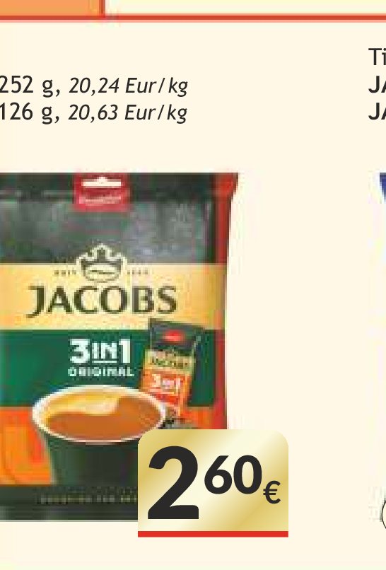 Tirpus kavos gėrimas JACOBS 3in1 Original, 10 vnt