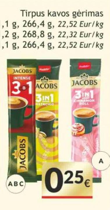 Tirpus kavos gėrimas JACOBS 3in1 Pistachio, 24 vnt