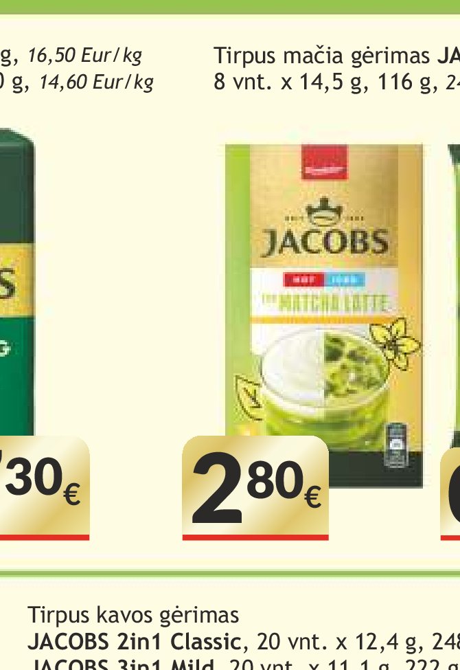 Tirpus mačia gėrimas JACOBS Matcha Latte, 8 vnt
