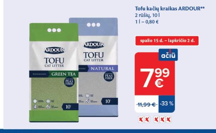 Tofu kačių kraikas ARDOUR, 10 l