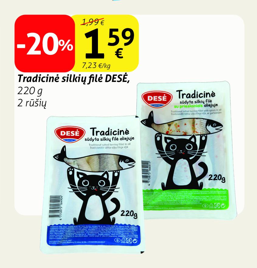 Tradicinė silkių filė DESĖ, 220 g
