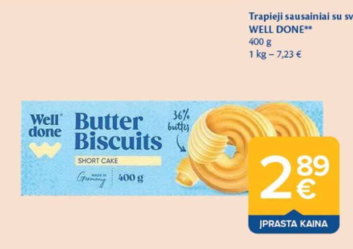 Trapieji sausainiai su sviestu WELL DONE, 400 g