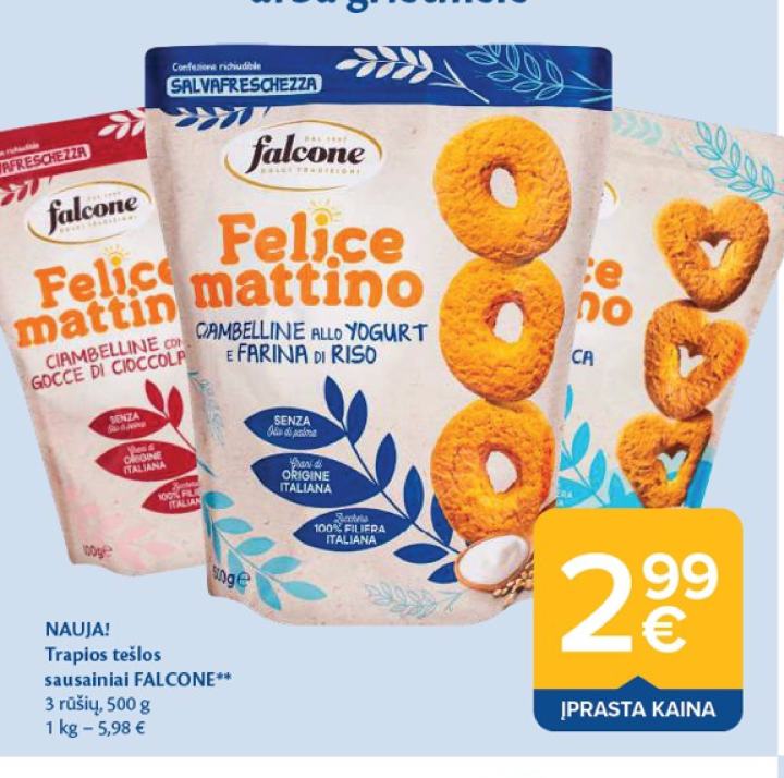 Trapios tešlos sausainiai FALCONE, 500 g