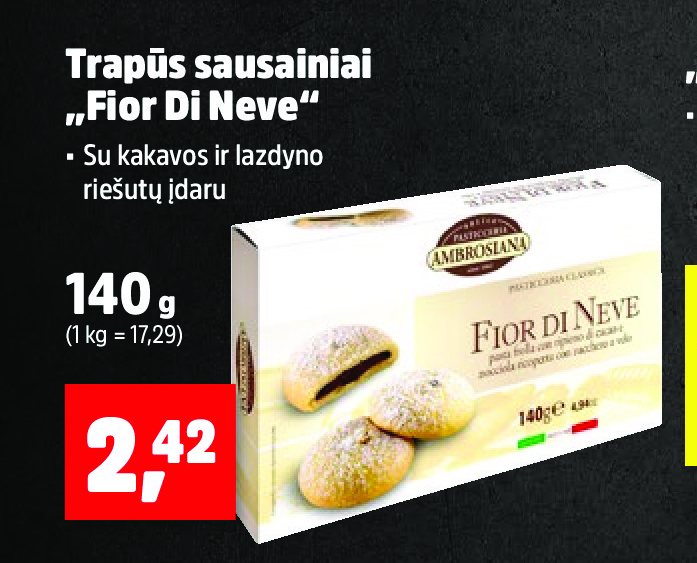 Trapūs sausainiai „Fior Di Neve“, 140 g
