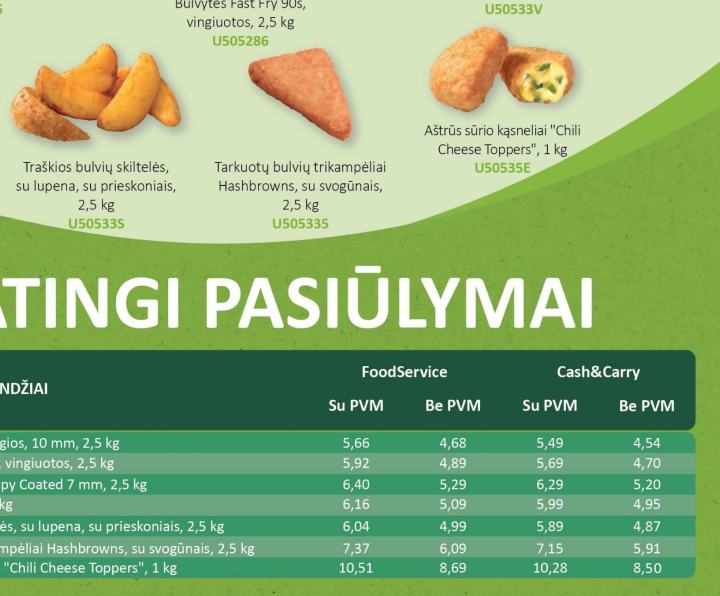 Traškios bulvių skiltelės, su lupena, su prieskoniais, 2.5 kg